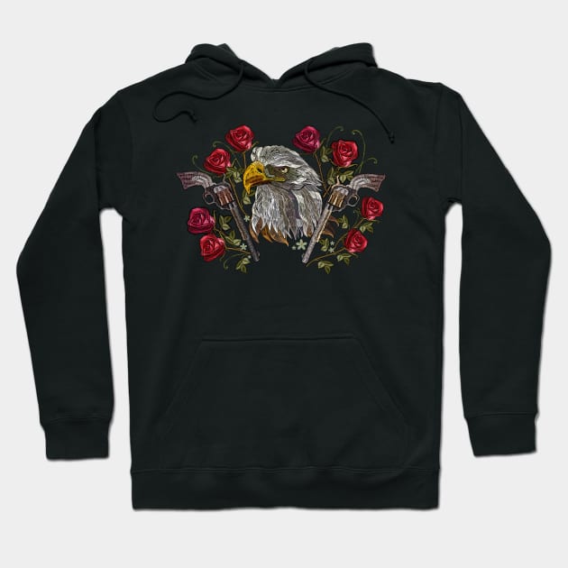 eagle head embroider Hoodie by Mako Design 